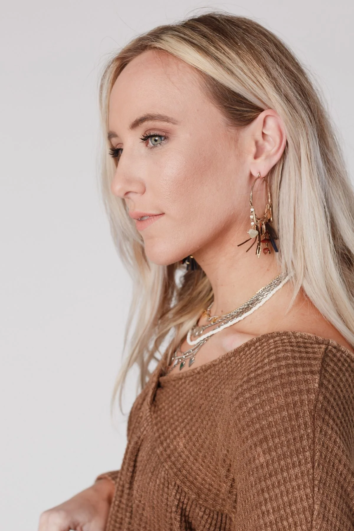 Winona Charm Hoop Earrings - Gold - Image 2
