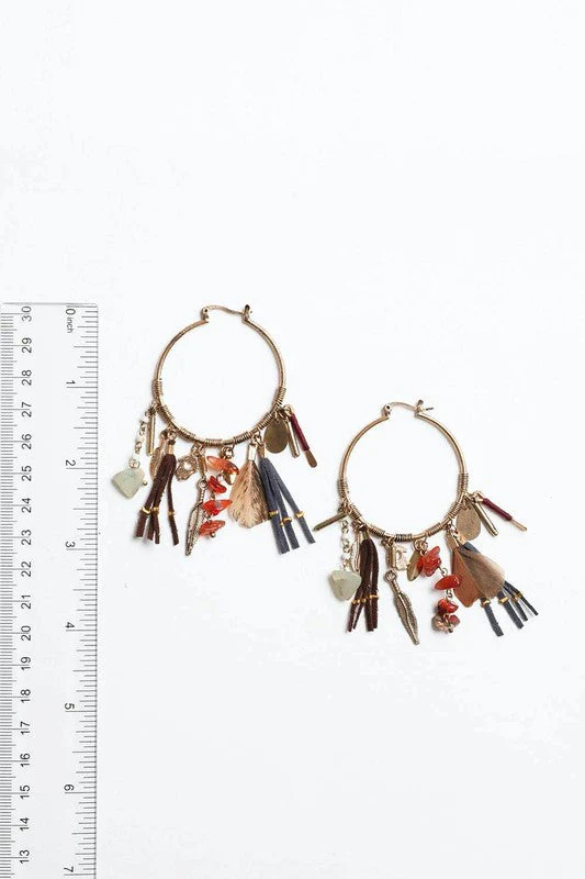 Winona Charm Hoop Earrings - Gold - Image 4