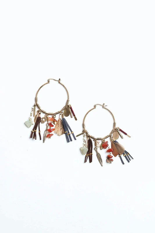 Winona Charm Hoop Earrings - Gold - Image 5