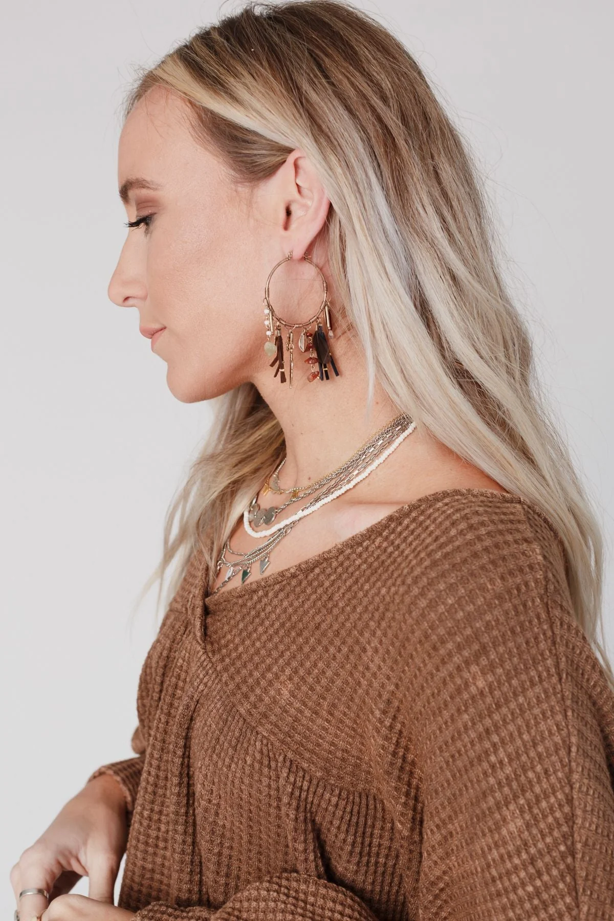 Winona Charm Hoop Earrings - Gold - Pre Order
