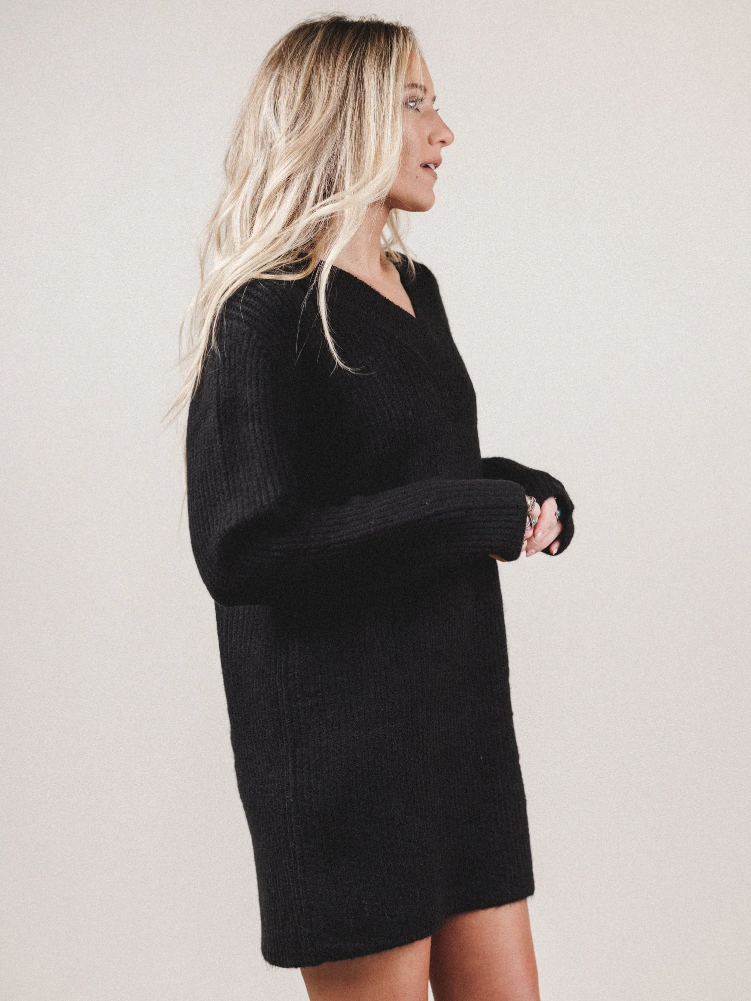 Winter Muse Sweater Dress - Black - Image 3