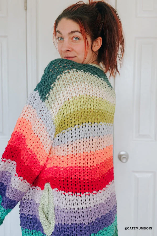 Wrapped up in Color Knit Cardigan - Green Multi - Image 2
