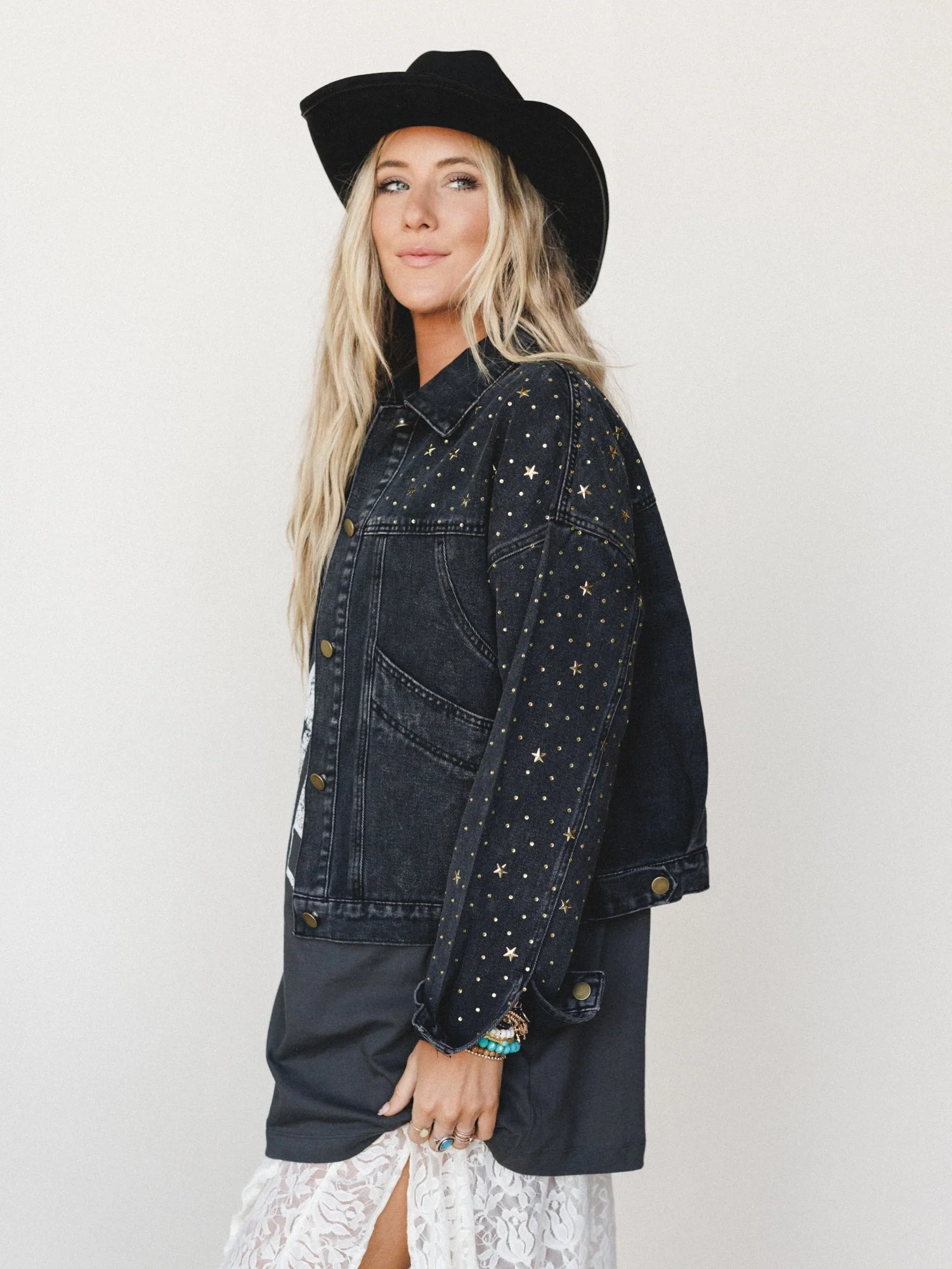 Written In The Stars Denim Jacket - Black - Image 5