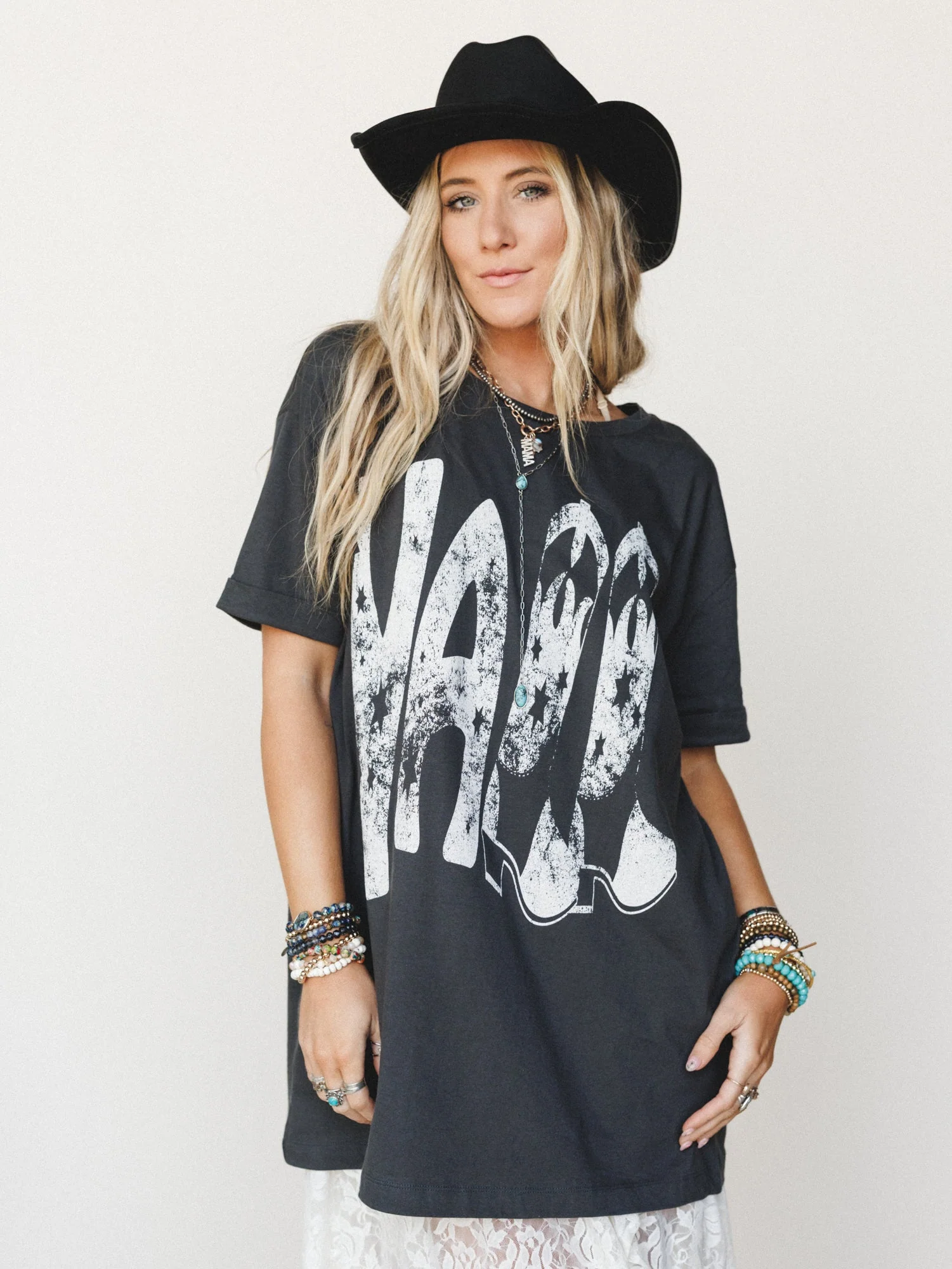 Yall Cowboy Boots Graphic Tee - Charcoal - Image 2