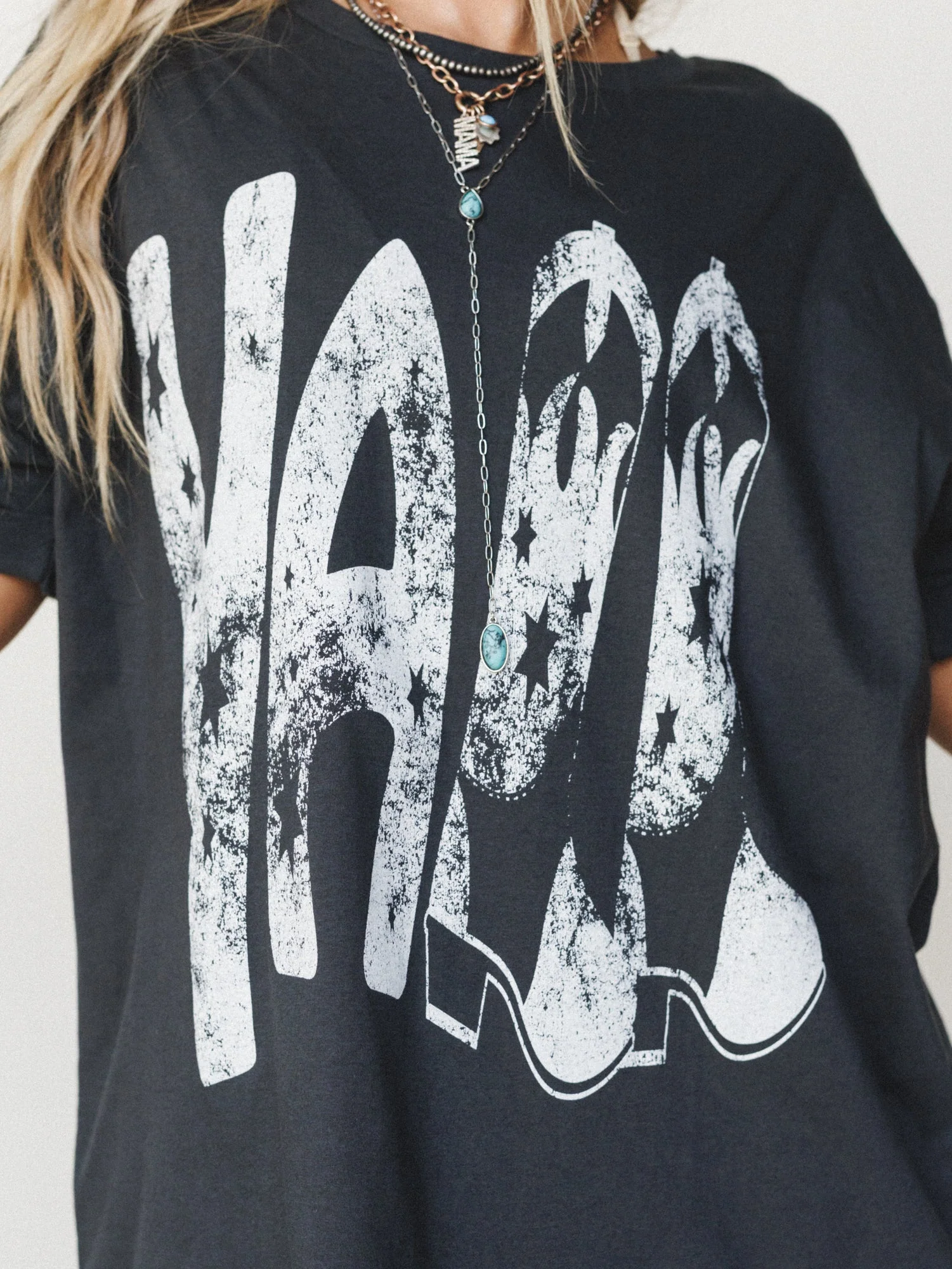 Yall Cowboy Boots Graphic Tee - Charcoal - Image 3