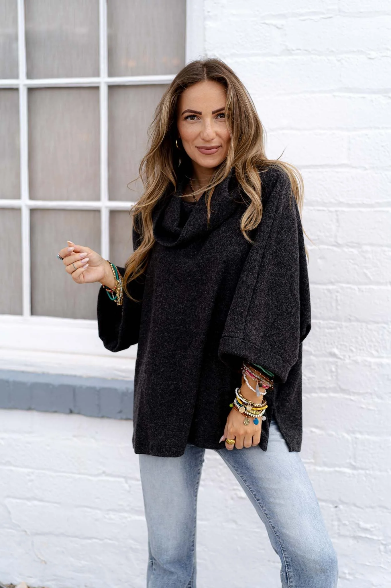 The Nest Your Favorite Oversized Turtle Neck Sweater - Charcoal
