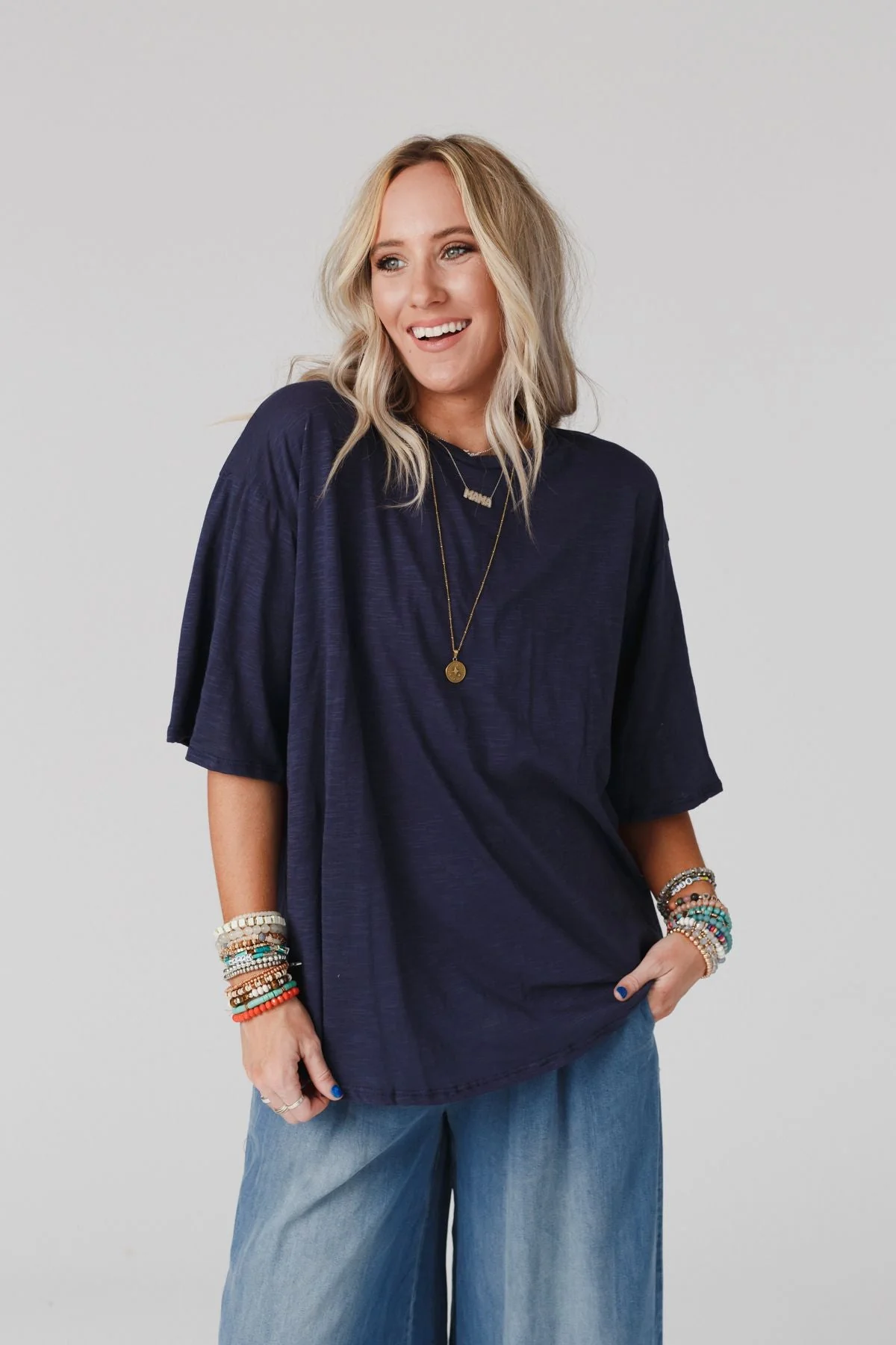 The Nest Your Favorite Slub Tee Shirt - Navy - Image 2