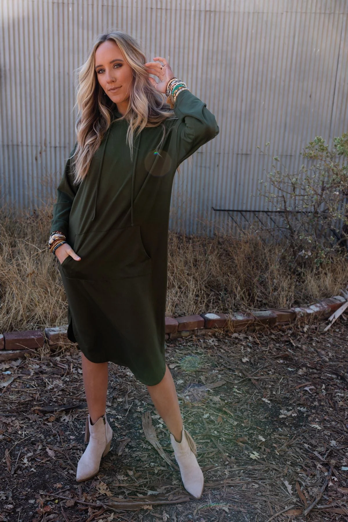 The Nest Your Go To Hoodie Dress - Olive - Image 5