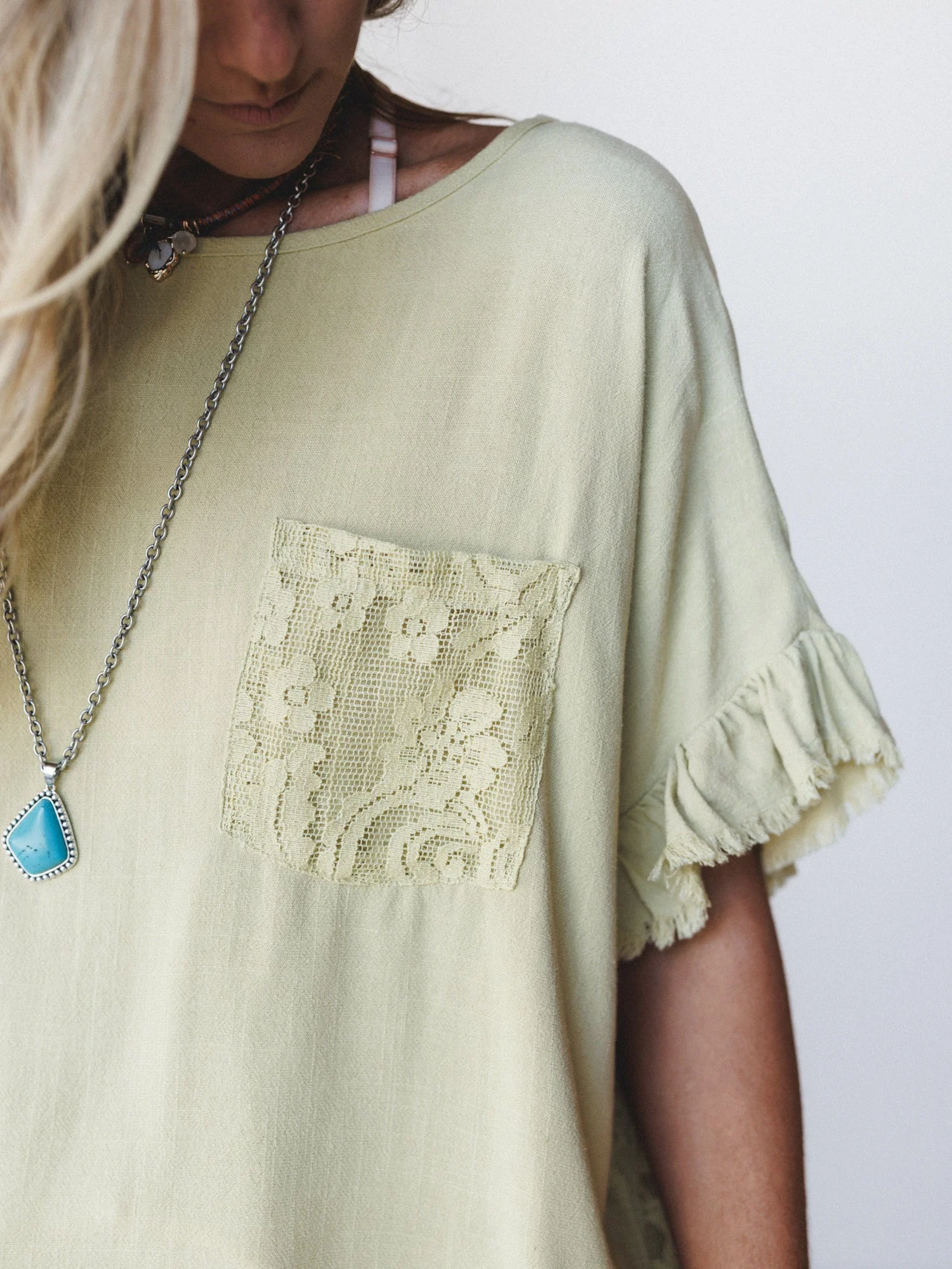 Zhara Lace Back Top - Green Tea - Image 3